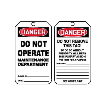 Accuform Plastic, 2-1/2 in Width, 1.56 in Height, , 25 PK MDT145LTP